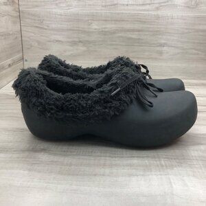 Croc Clogs Womens 10 Gretel Black Rubber Lined Slip On Shoes